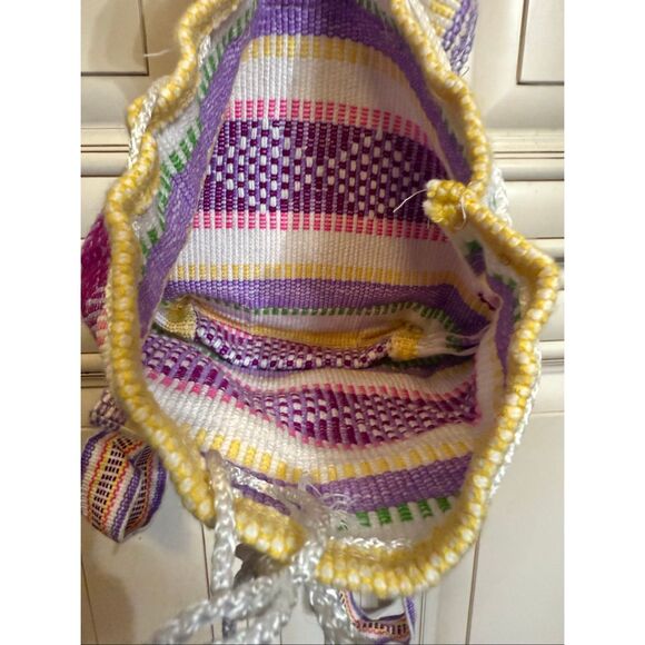 Pinzon Women's Aztec Tribal Woven Mexican Drawstring Backpack Multicolor Medium - Picture 1 of 6